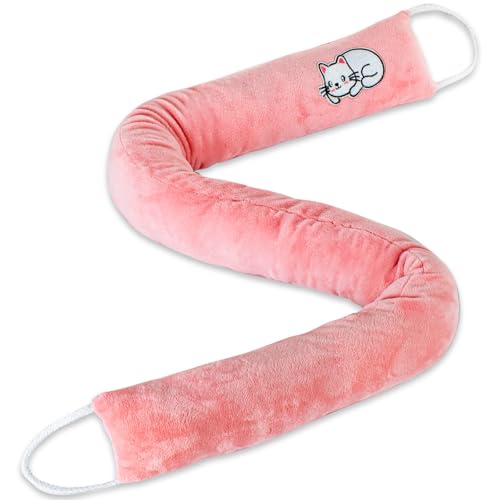CERAYOU Decorative Weighted Under Door Draft Stopper 36 Inch, Heavy Duty Door Draft Blocker Bottom Door Seal Noise and Air 2.2Lb, Light Pink Cat