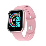 LARIAU Y68 Smart Watch Men Ladies Kid Sports Fitness Tracker Blood Pressure Heart Rate Monitor Ladies Bracelet for Android iOS Xiaomi (Pink)