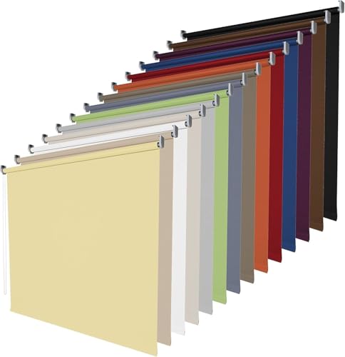 Fensterrollo Seitenzugrollo Rollo lichtdurchlässig Blickdicht B72 x H180 cm Stoff Weiß, mit Metallträger zum Bohren Tageslichtrollo Kettenzugrollo Sonnenschutz Sichtschutz für Fenster Tür