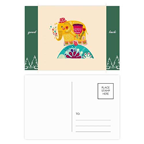 Jeu de cartes postales éléphant rose coloré Bonne chance