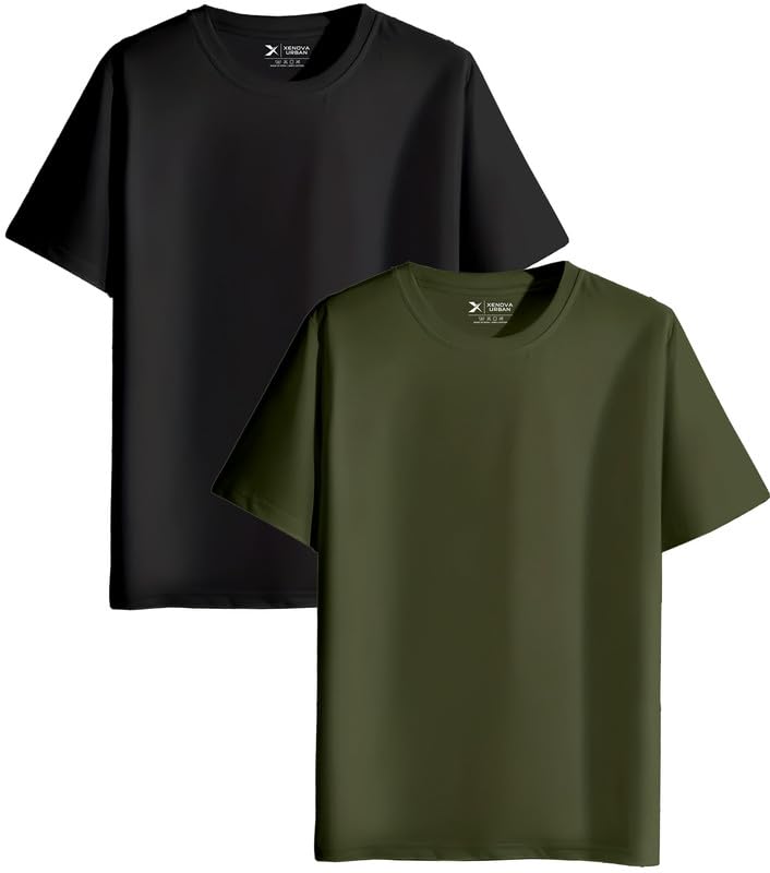 Image of XENOVAURBAN Unisex Regular Cotton Combo of 2 Solid Color Tshirt