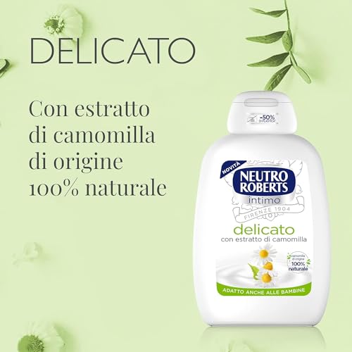 Neutro Roberts, Detergente Intimo Delicato, Detergente per l'Igiene Intima con Camomilla, 100% Naturale - Adatto a Pelli Sensibili, Per Donne e Bambini - Clinicamente Testato - 4 Flaconi da 200 ml - Immagine 2