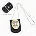 Wisdompro Police Badge Holder, Cowhide Leather Universal Police Badge Holder Pocket Case with Clear ID Window and Inside Card Slot, Hook and Loop Closure and Stainless Bead Chain Necklace - Rectangle