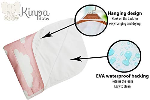 Changing Pad Liners [3 Pack Large] -Portable Changing Mat - 100% Waterproof - Absorbent - Unisex - Changing Table Cover - 19.5" X 27.5" (50Cm X 70Cm) - By Kinpa Baby (Pink Set) #TOP3