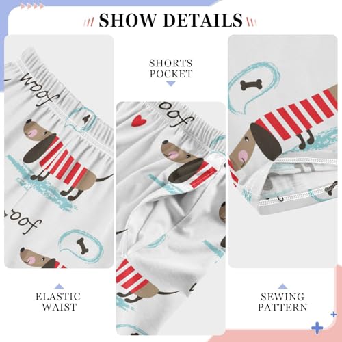 Boys' Pants Dachshund Dogs Bones Hearts Long Bottoms Jogger Pants Elastic Waist Trousers with Pockets S-XL4