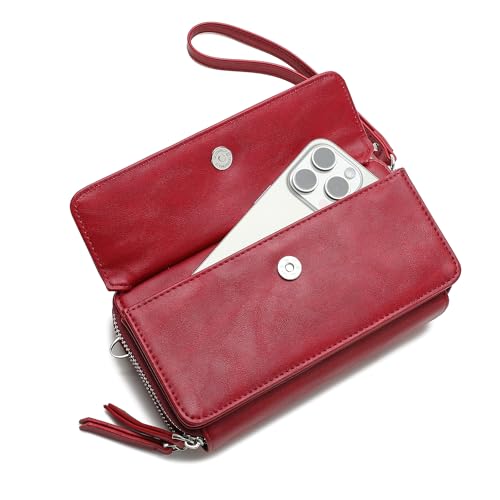 Image of Lanyani RFID Crossbody Wallet Wristlet Purse with Phone Pocket For Women Vegan Leather