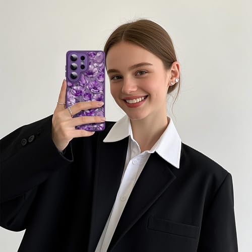 Coque Samsung S26 Ultra MagSafe fleurs violette TPU souple antichoc