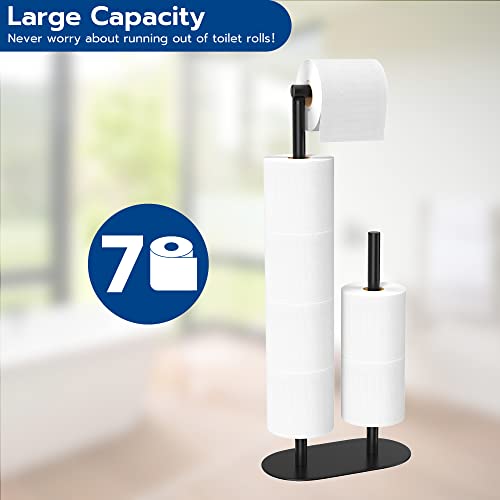 Susswiff Toilet Paper Holder Stand, Free-Standing Toilet Rolls Holder With Large-Capacity Double Waterproof Shelf Design, 2 In 1 Toilet Paper Stand For Storing And Using Toilet Paper #TOP1