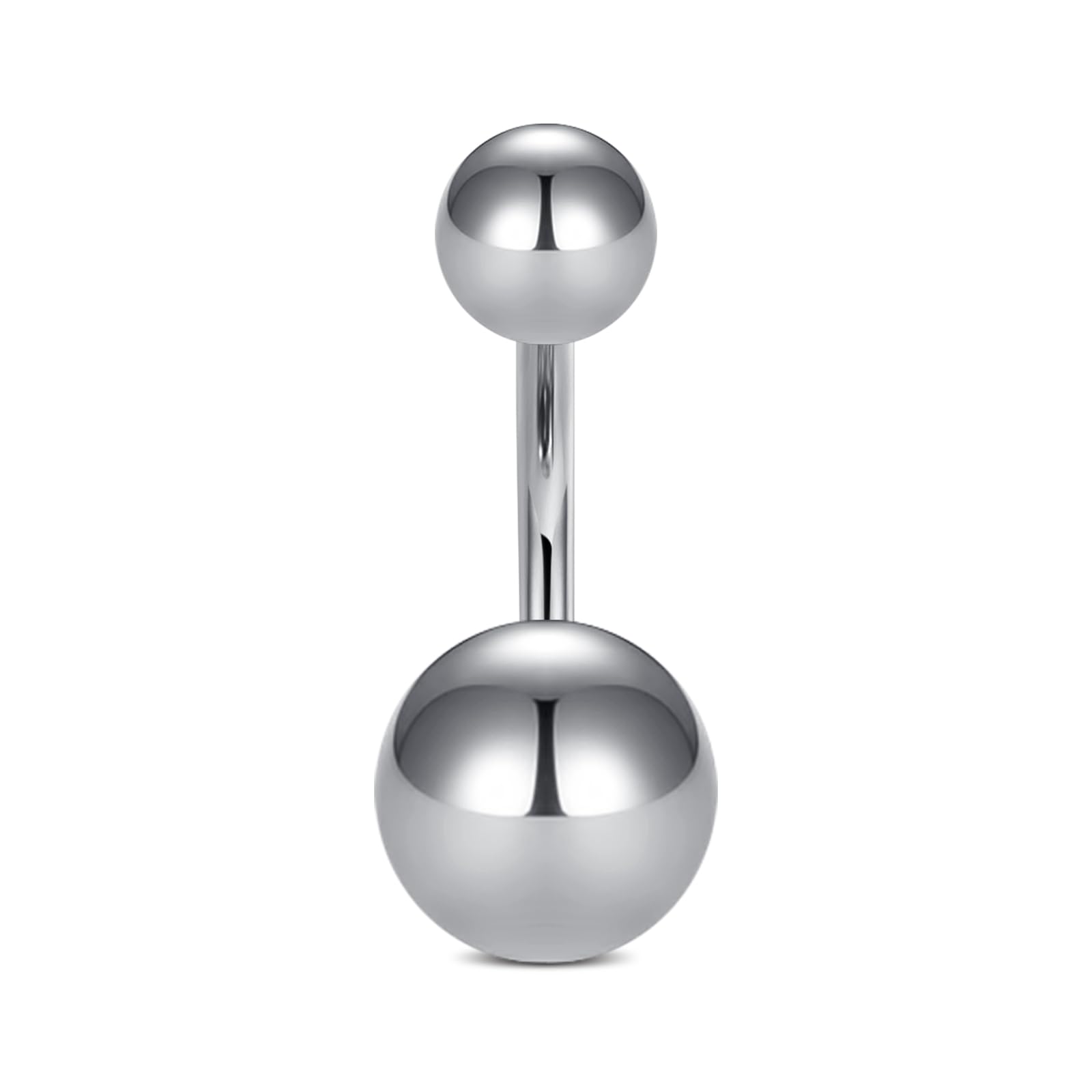 AceFun Kolczyk do pępka sztangi tytanowe srebro złoto 6 mm 8 mm 10 mm 12 mm 14 mm 16 mm 14 G pręt do brzucha solidny G23 gładkie podwójne kulki pępek pręt CZ pierścień sztanga piercing biżuteria 1