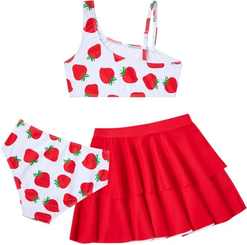 Image of RAISEVERN Girls Swimsuit 3 Piece Bathing Suits Cute Swimwear for 5-12 Years