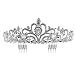 Tinksky Princess Tiara with Comb Shining Crystal Rhinestones Wedding Bridal Tiara Headband (Silver)