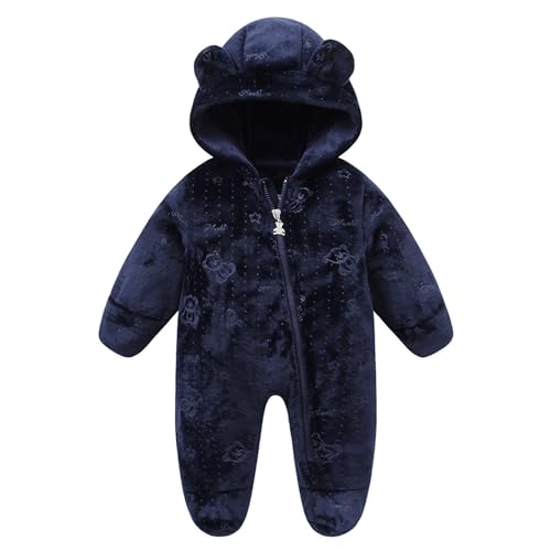 Image of Fairy Baby Newborn Baby Bear Suit Thin Fleece Footie Romper Snowsuit Hooded Jumpsuit Bodysuit Winter Clothes Boy Girl 0-12M