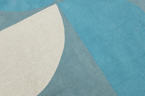 Tapis Kilim en coton imprimé géométrique bleu et vert doux et durable - 8
