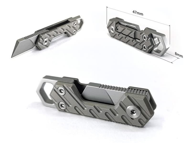 VLKN Micro Titanium Folding Knife - Ultra-Lightweight Compact EDC Utility Knife with Grade 5 Titanium Handle & AUS-8 Stainless Steel Blade (Silver)