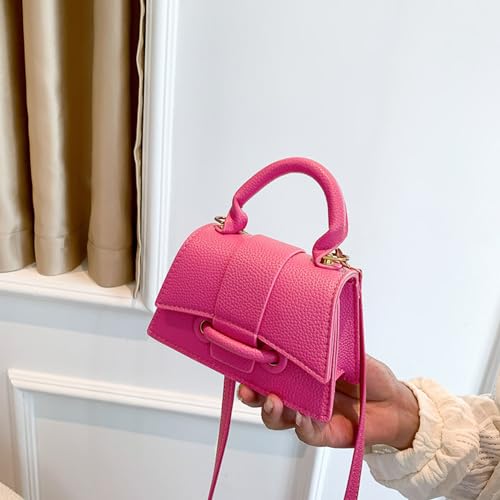 Mini Cute Hot Pink Purses for Women Y2K Small Top Handle Crossbody Bag Stylish Clutch Handbag with Strap