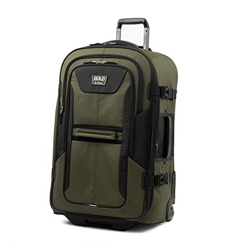 Image of Travelpro Unisex-Adult Bold Softside Expandable Rollaboard Upright Luggage (Olive /Black, 2-Piece Set (22 /28))