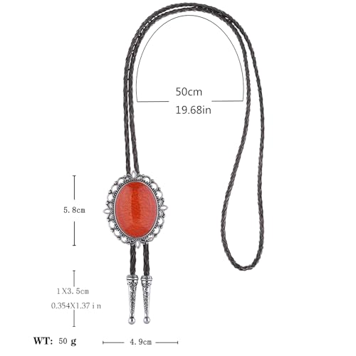 Image of Jeilwiy Bolo Tie for Men Real Stone Westwern Cowboy Ties Silver Bolos Women Leather Necktie Gift for Birthday Christmas