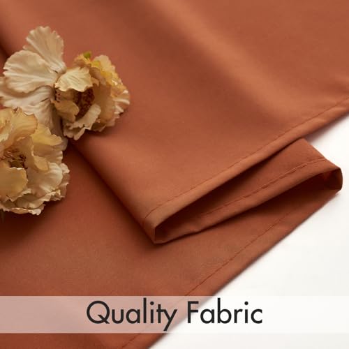 Image of MIULEE Terracotta Fall Semi Sheer Privacy Curtains 2 Panels 52W x 96L | Semi sheer privacy, non-see-through, light filtering, fits kitchen, bathroom, bedroom