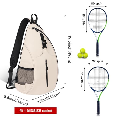 Image of Ytonet Tennis Bag, Tennis Sling Backpack Crossbody for Men Women | Water Resistant Bags with Fence Hook Compatible for Pickleball Badminton Rackets