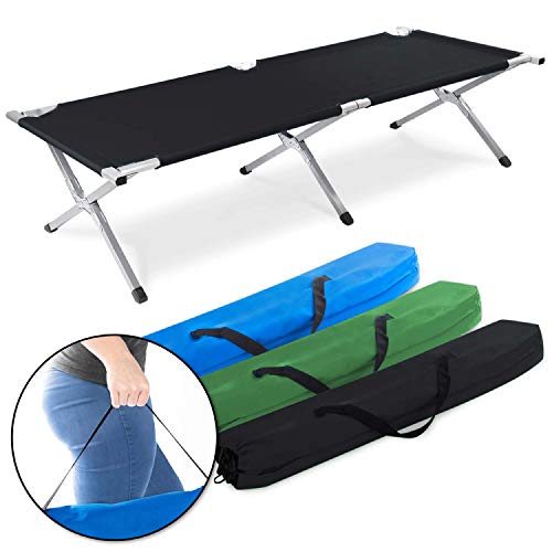 GOODS+GADGETS Faltbares Army Feldbett aus Aluminium - klappbares Campingbett & Gästebett (Schwarz)