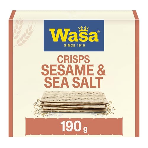 Wasa Tasty Snacks Crisps Sesam & Meersalz 190g | Extra dünner Knäckebrot-Snack mit Sesamsamen und Meersalz, 2 Packs, Ideal zum Snacken
