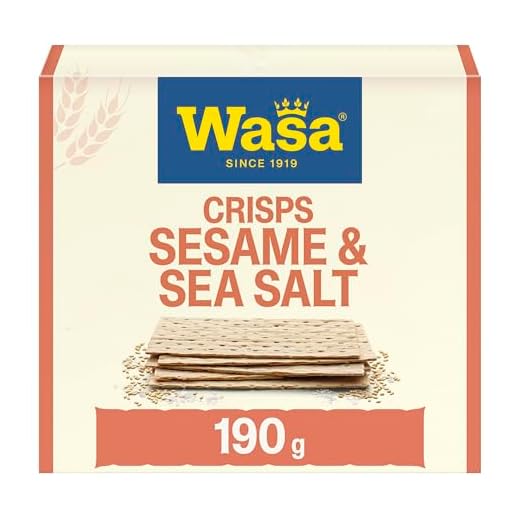 Wasa Tasty Snacks Crisps Sesam & Meersalz 190g | Extra dünner Knäckebrot-Snack mit Sesamsamen und Meersalz, 2 Packs, Ideal zum Snacken