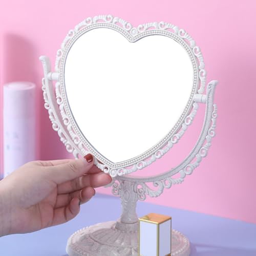 Miroir de maquillage pour bureau et dortoir, lot de 2 miroirs rotatifs cœur et ovale Tofficu