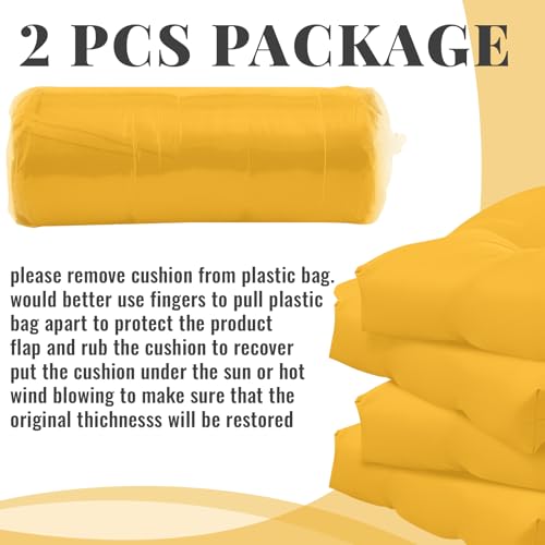 Image of Geelin 2 Pcs Outdoor Patio Chair Cushion Thick High Back Adirondack Chair Cushion Tufted Weather & Fade Resistant Anti-Slip Outside Rocking Chairs Pads with Ties 44 x 19 x 4 Inch (Amber)