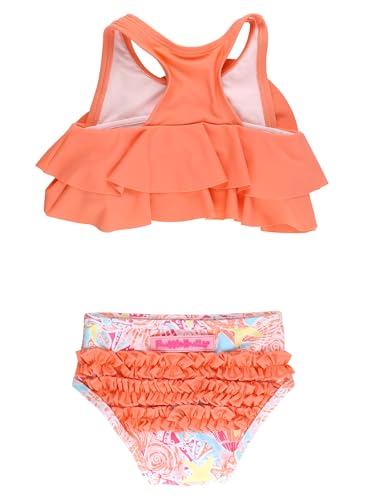 Image of RuffleButts Girls UPF50+ Sun Protection Flounce Bikini Two Piece Swimsuit