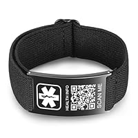 Theluckytag Verbessertes medizinisches Armband für Männer und Frauen mit QR-Code, medizinische Notfall-ID-Armbänder – Titan-Stahl-Armband passt Handgelenken von 20,3 - 25,4 cm – mehr Platz