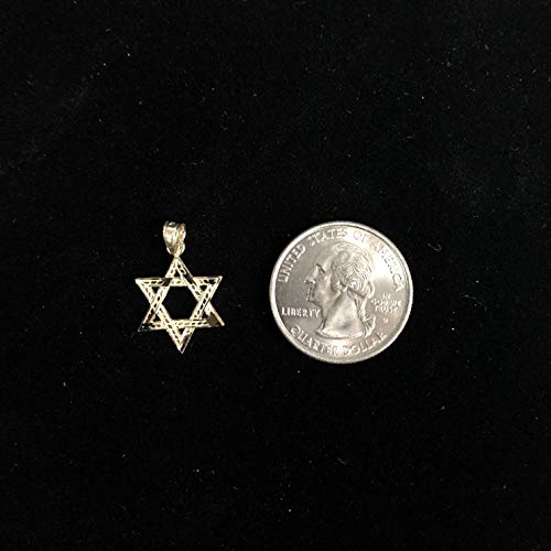 Ioka - 14K Yellow Gold Star of David Charm Tiny Size Jewish Pendant For Necklace or Chain4