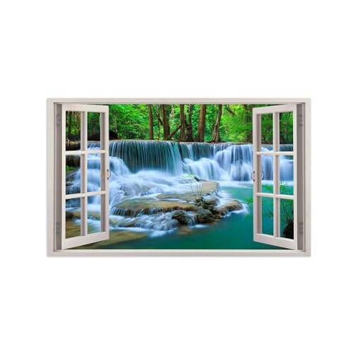 Tableau nature forêt 60x100cm impression sur toile cascade fausse fenêtre pour chambre