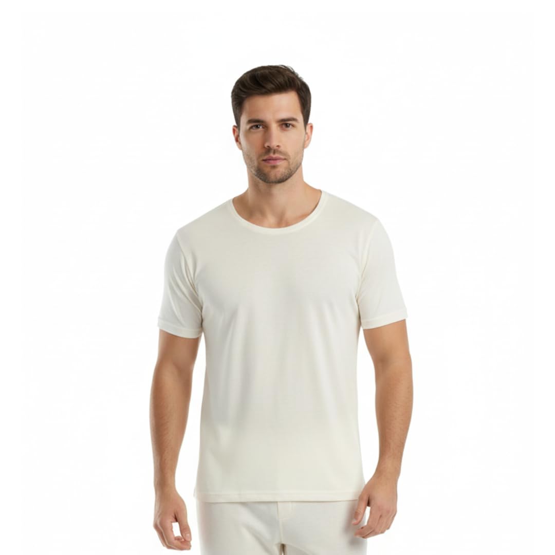 Kesar Store® Men's/Gents Premium Half Sleeve Thermal Top Wear | Soft & Comfortable Blended Polycotton Round/Scoop Neck Skin-Friendly Inner-Wear Vest. (Pack of 1)-picture-48