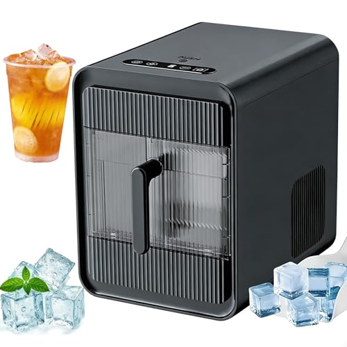 Máquina de hielo para encimera portátil negra con depósito de 1,5 litros y sistema autónomo