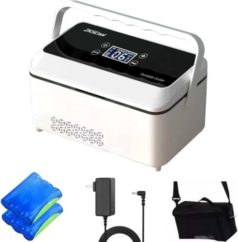 Insulin Kühlbox Elektrisch Insulin Kühlbox 2-8C Tragbar mit LCD-Temperaturanzeige und 13600mAh Batterie (mit Griff) für Auto Reisen und Außenbereich (Schwarz)
