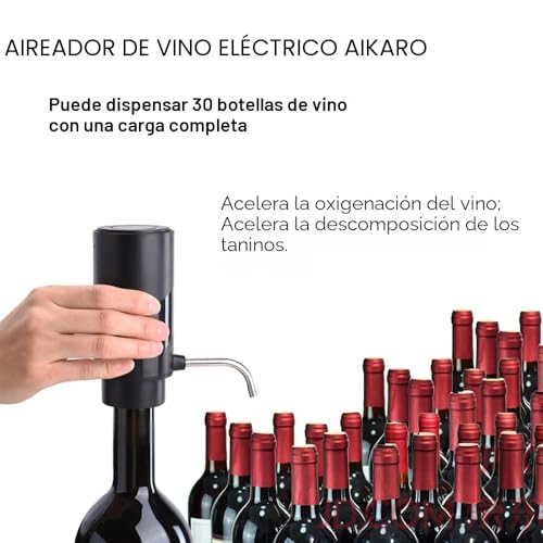 AIKARO - Aerador-Vertedor de Vino Eléctrico Recargable Decantador Electrónico Automático - imagen 2