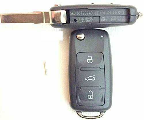 Image of VW | SKOD 3 Button Flip Car Key Shell /Case /Body case replacment for Skoda and VW Light At The Top Fixed Blade Key Shell Case | No Electronics Included | Required Key Cutting