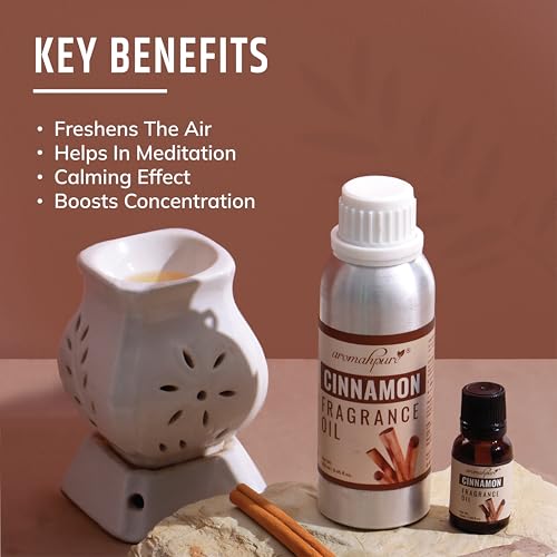 Image of Aromahpure Cinnamon Aroma Oil | 250ml Undiluted & Natural | Long-Lasting Scent for Aromatherapy, Candle & Soap Making, Diffusers, Room Freshener, Humidifier, Bathroom Revitalizer & Home Essentials
