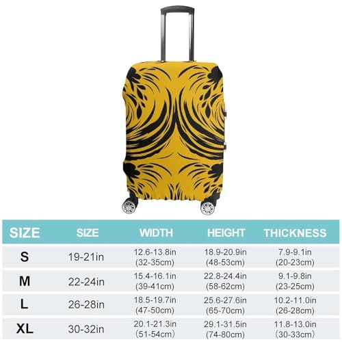 Travel Luggage Cover Elastic Suitcase Protector Anti-Scratch Washable Mustard Yellow And Black Luggage Sleeve Tsa Approved Carry on Covers Baggage Cover Fits 18-32 Inch Luggages2