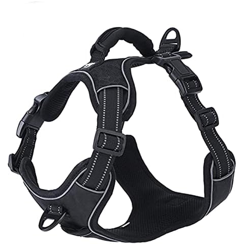 Dog Harness No-Pull Pet Harness Adjustable Outdoor Reflective Pet Vest No-Pull Dog Harness with 2 Leash Clips for Small, Medium, Large Dogs, Easy Control Handle for Walking (Large) Cover
