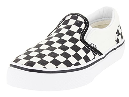 Vans Kids Classic Slip-On (Checkerboard) White/Black Skate Shoe 3 Kids US