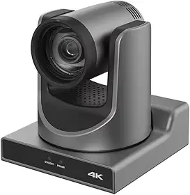 Câmera PTZ SMTAV 4K 60FPS com NDI, Zoom Óptico 20X, Rastreamento por IA, Saídas HDMI, SDI e USB, Suporte POE para Transmissões e Igrejas