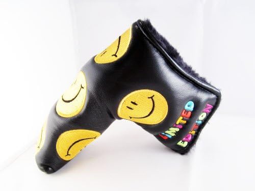 Black & Gold Smiley Smile Limited Edition Putter Head Cover for Scotty Cameron Ping Odyssey Taylormade Golf