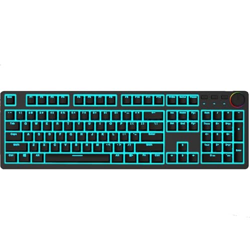 機械キーボード 104キー 赤軸 ホットスワップ PBT 熱昇華 キーキャップ 2色成形  デザイン 有線 ゲーミングキーボード パソコン キーボード 全キーロールオーバー 音量 ノブ マルチメディア キー Windows Mac 対応 (真っ黒)