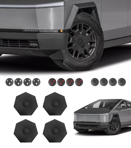 PM Auto 4 PCS Center Cover Fit for Tesla Cybertruck2024 2025 Cybertruck Wheel Center Hub Caps ABS Material Rust and Dust Resistant
