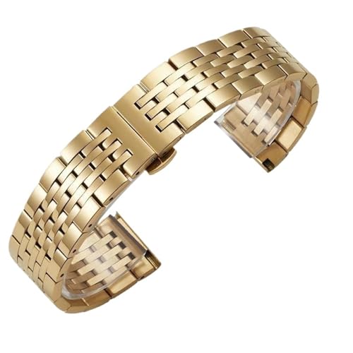 ステンレススチールバンド 18mm 20mm 22mm ユニバーサルスマートウォッチ交換用ブレスレット メンズ(Gold,20mm)