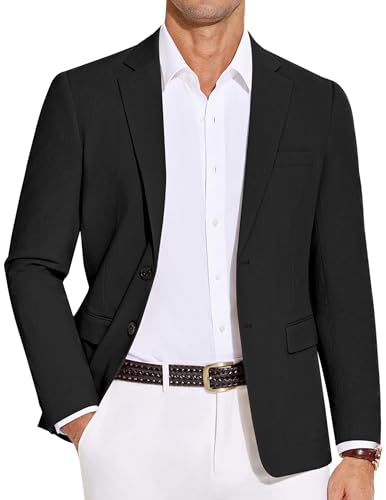 COOFANDY Men's Casual Blazer Lightweight Slim Fit Suit Jacket Two Button Cotton Sport Coats