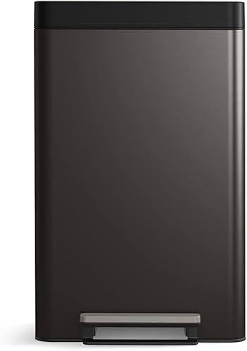 Miniatura 9 de KOHLER K-20956-BST - Cubo de basura con pedal de doble compartimento, con revestimiento, negro con acero inoxidable