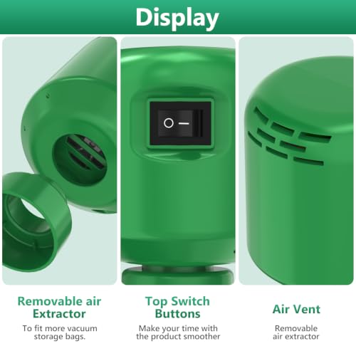 Image of GGH Electric Air Pump for vacuum seal bags Travel for clothing Vacuum Pump for Various Vacuum Seal Bags Portable Vacpack Air Pump for Compression Clothing Luggage Greem(Storage Bag Not Included)