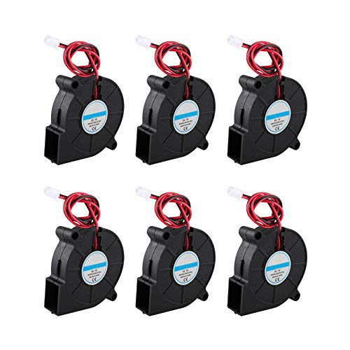 Jopto Kühlgebläse für 3D-Drucker, DC 5 V, 50 x 50 x 15 mm, 5015, Radialkühler, 2-polig, Zubehör, Hot-End-Extruder für RepRap i3 3D-Drucker, Kühlkörper, 6 Stück Cover